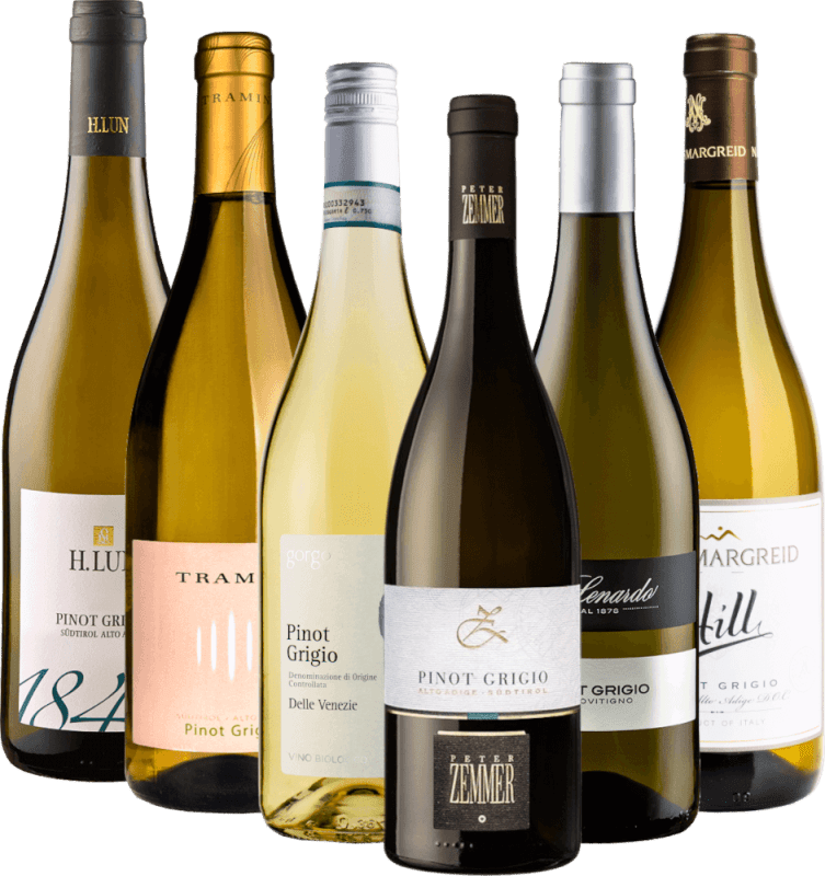 Vinhos brancos espumantes Pinot Grigio de Itália - Pacote de degustação de 6x