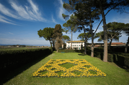 Vista para o jardim e a villa Vista para o jardim e a villa