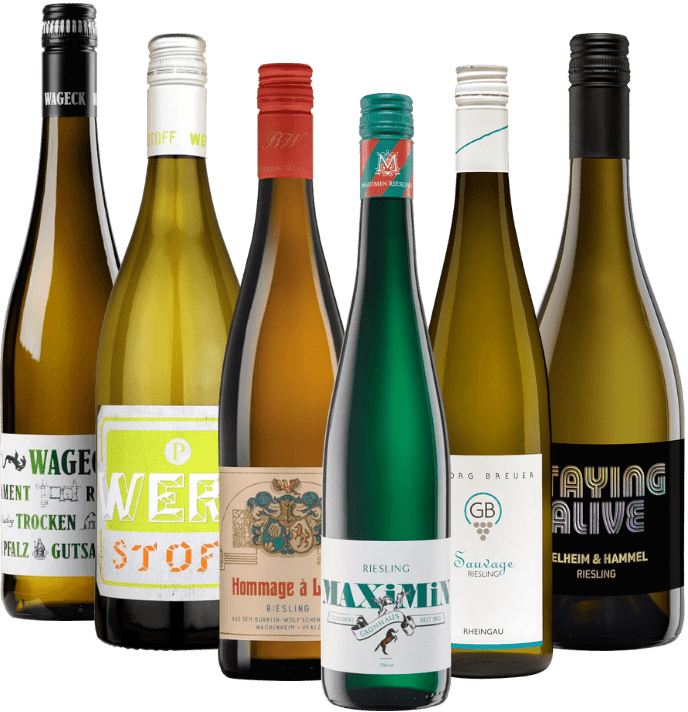 A arte do Riesling: a mais fina elegância na taça – pack de 6 castas
