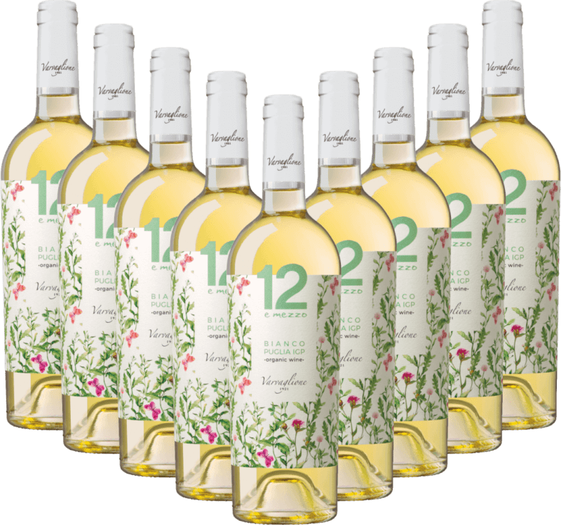 9x Vorteils-Weinpaket 12 e Mezzo Bianco Organic Wine Puglia IGP - Varvaglione