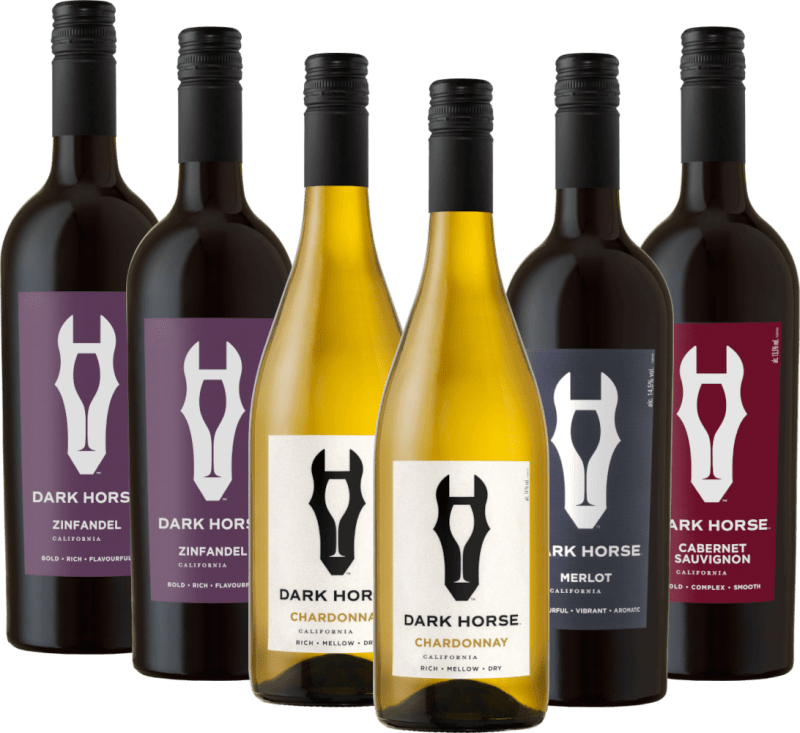 Vinhos Dark Horse da Califórnia - Pacote de degustação de 6x