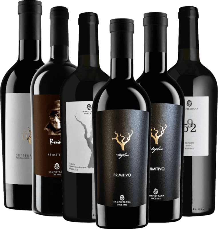 Pacote de degustação com 6 unidades - vinhos tintos italianos da Cantina Sampietrana