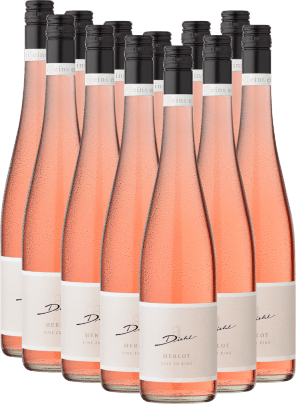 12er Vorteils-Weinpaket - Merlot Rosé eins zu eins feinherb - A. Diehl