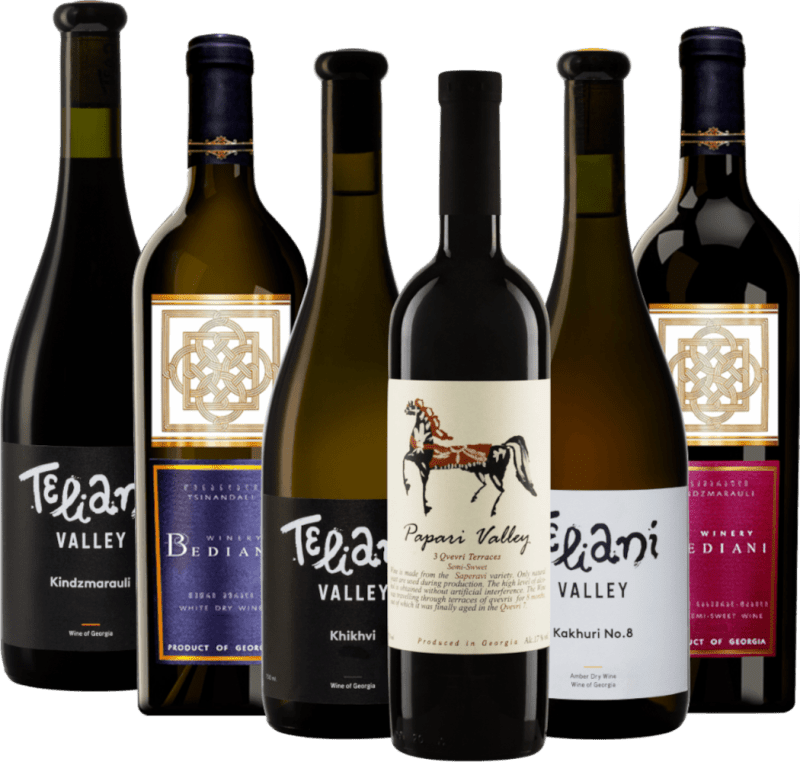 Vinhos do berço da viticultura da Geórgia - Pacote de degustação com 6 garrafas