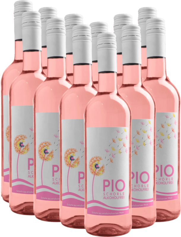 Pacote de 12 vinhos vantajosos PIO Weinschorle Rosé sem álcool - P&P Weine