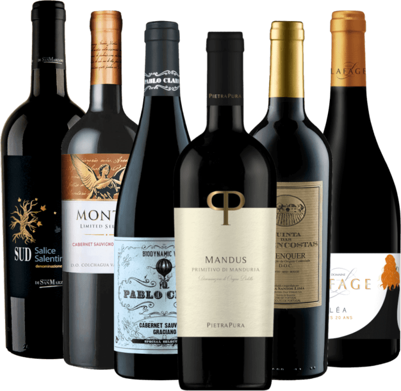 Vinhos tintos secos para a temporada fria - Pacote de 6 degustações